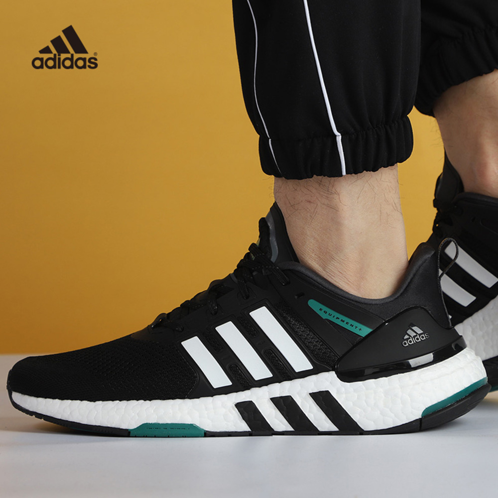adidas Equipment Plus BOOST Running Shoes Black White Green Mens Size 10 H02759